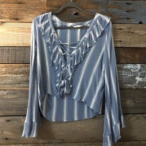 AEO Blue and White Striped Blouse